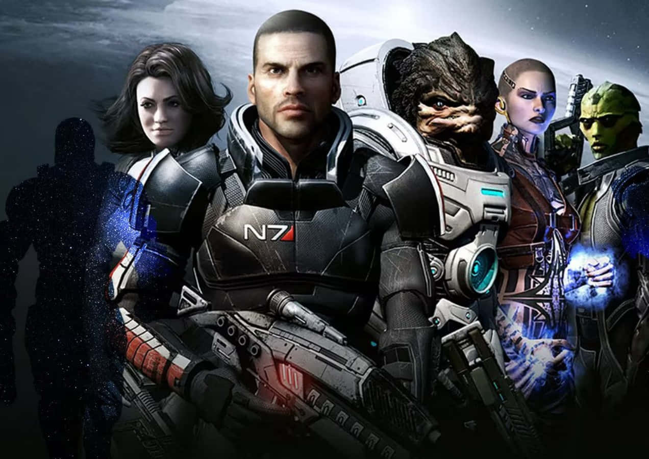 Mass Effect, characters, futuristic armor, SD Desktop Wallpaper