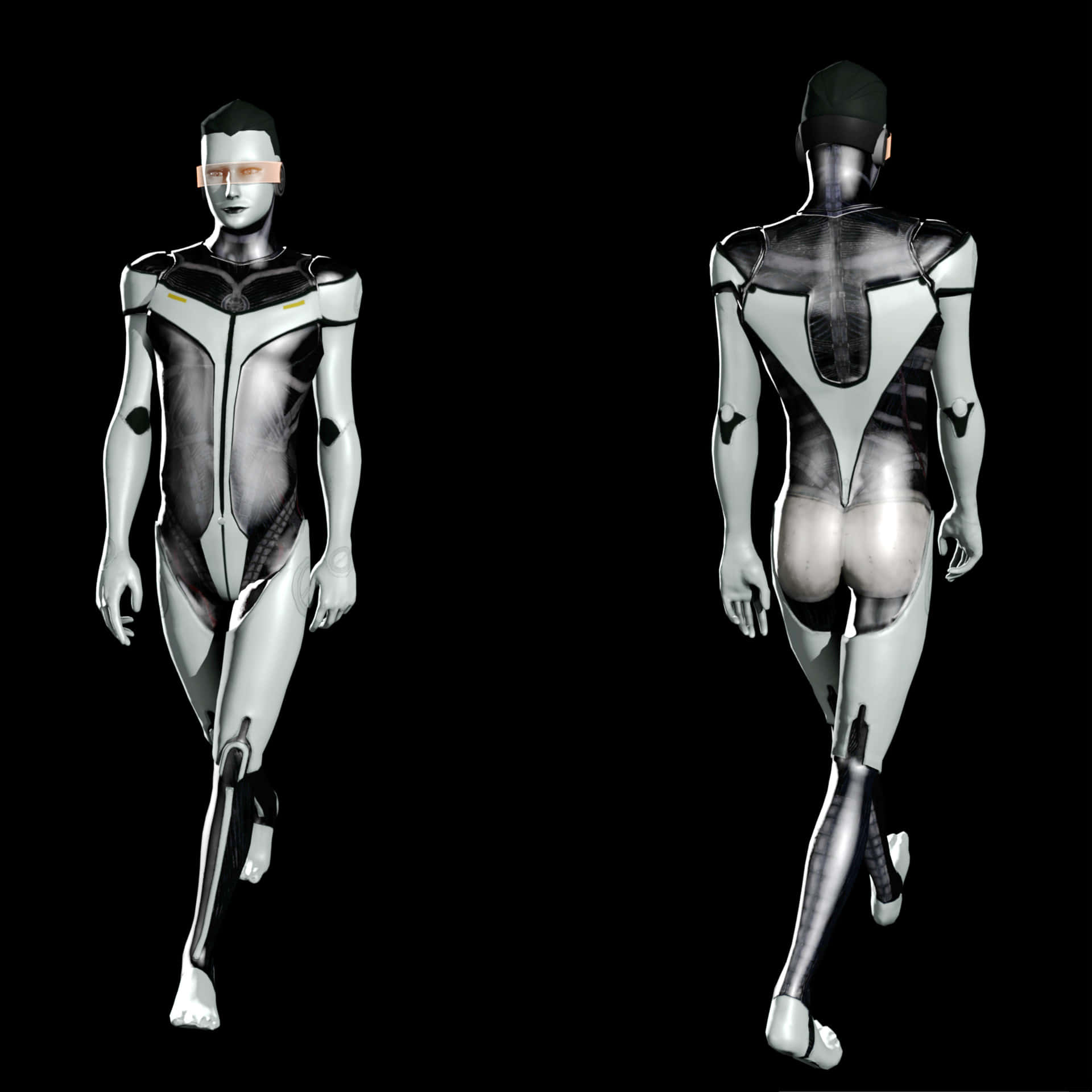 Mass Effect Edi, metallic silver, black panels, Full HD Desktop Wallpaper