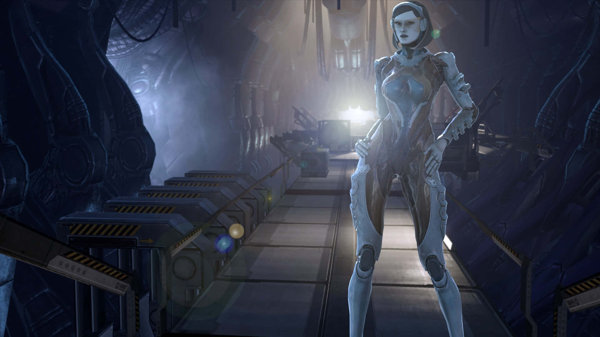 Mass Effect Edi, futuristic female warrior, sleek silver armor, Full HD Desktop Wallpaper