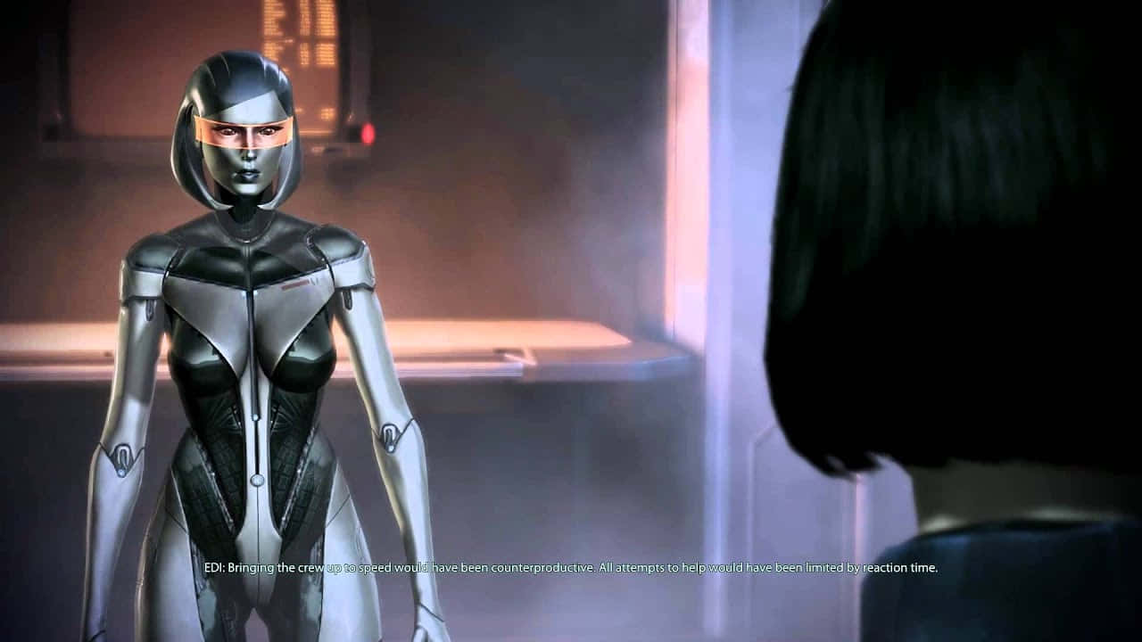 Mass Effect, EDI, sleek silver humanoid robot, HD Desktop Wallpaper