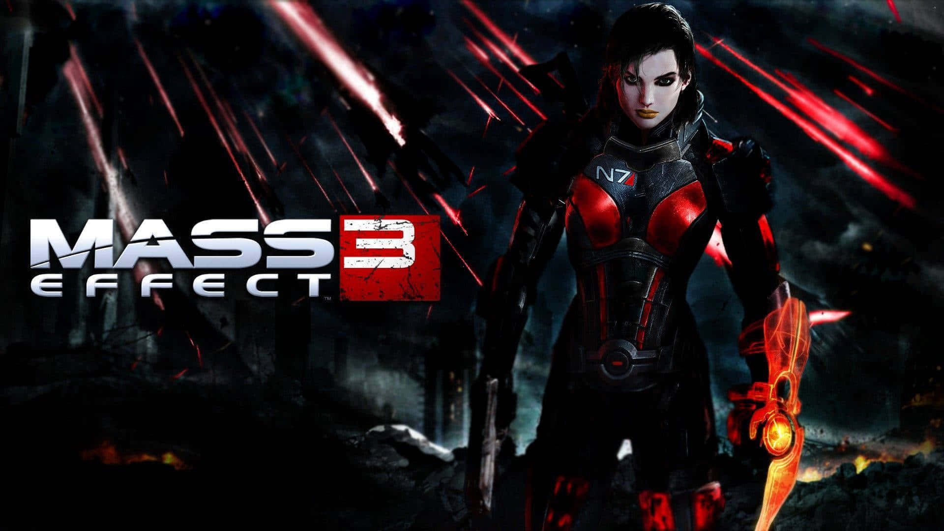 Mass Effect, Femshep, red and black armor, Full HD Desktop Wallpaper