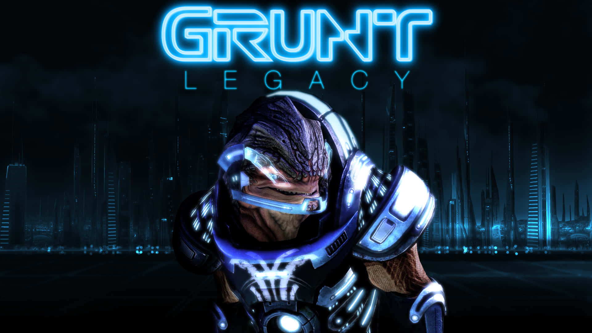 Mass Effect, Grunt, glowing blue accents, Full HD Desktop Wallpaper