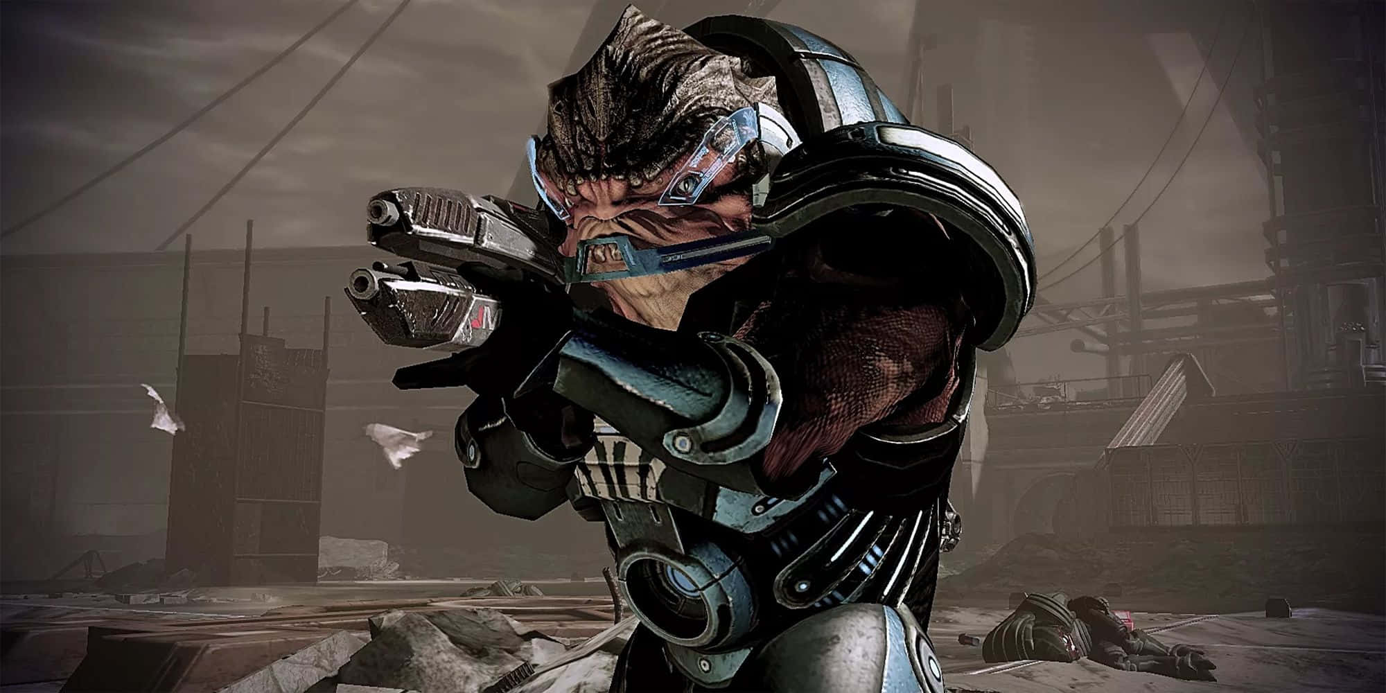 Mass Effect Grunt, glowing eyes, dual pistols, Full HD Desktop Wallpaper