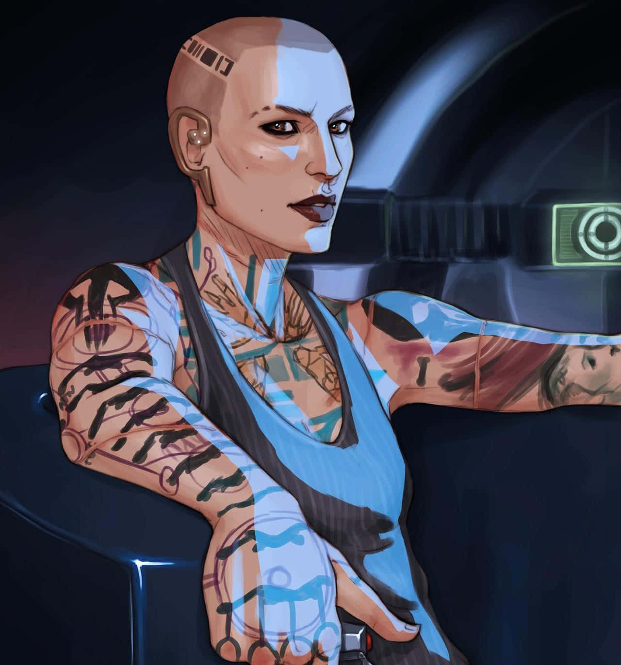 Mass Effect Jack, cyberpunk woman, tattoos, HD Phone Wallpaper