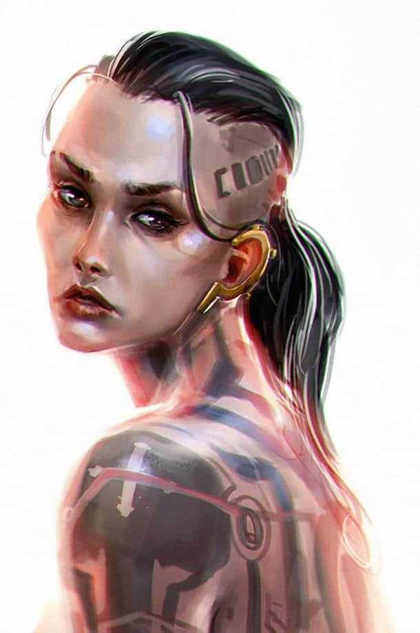 Mass Effect Jack, cybernetic woman, half her face exposed, SD Phone Wallpaper