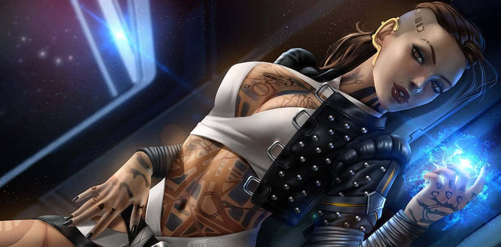 Jack, Mass Effect, cyberpunk woman, SD Desktop Wallpaper