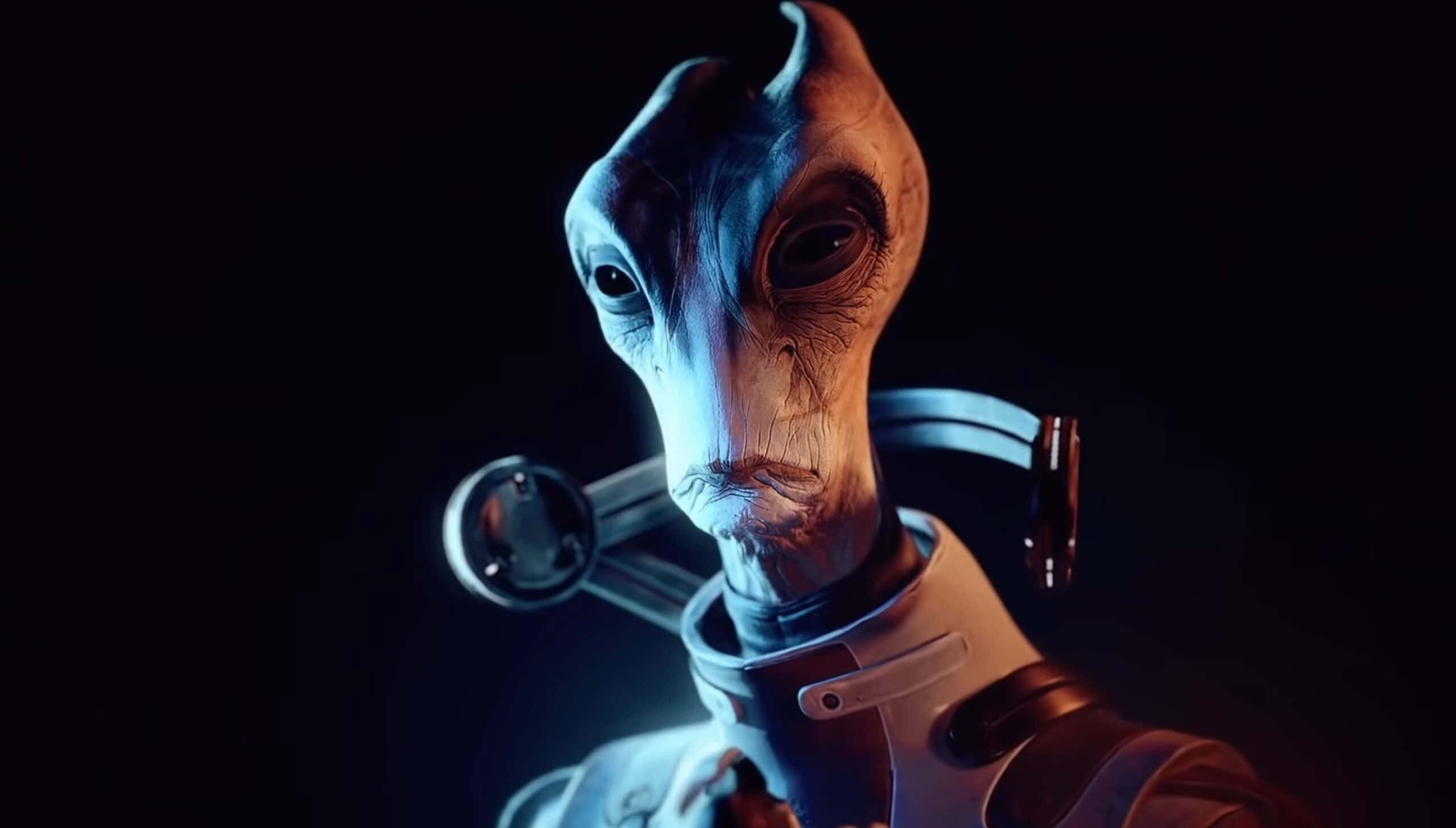 Mass Effect Legendary Edition, humanoid alien, large eyes, 2K Desktop Wallpaper