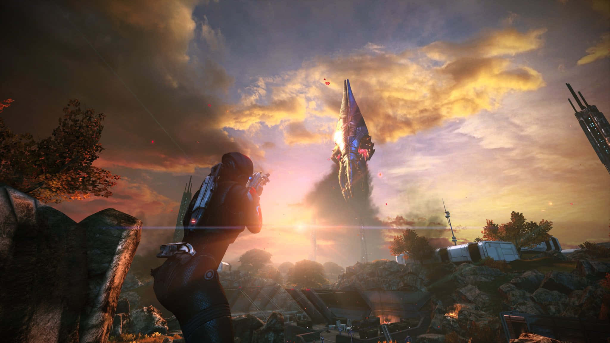 Mass Effect Legendary Edition, soldier, alien spaceship, Full HD Desktop Wallpaper