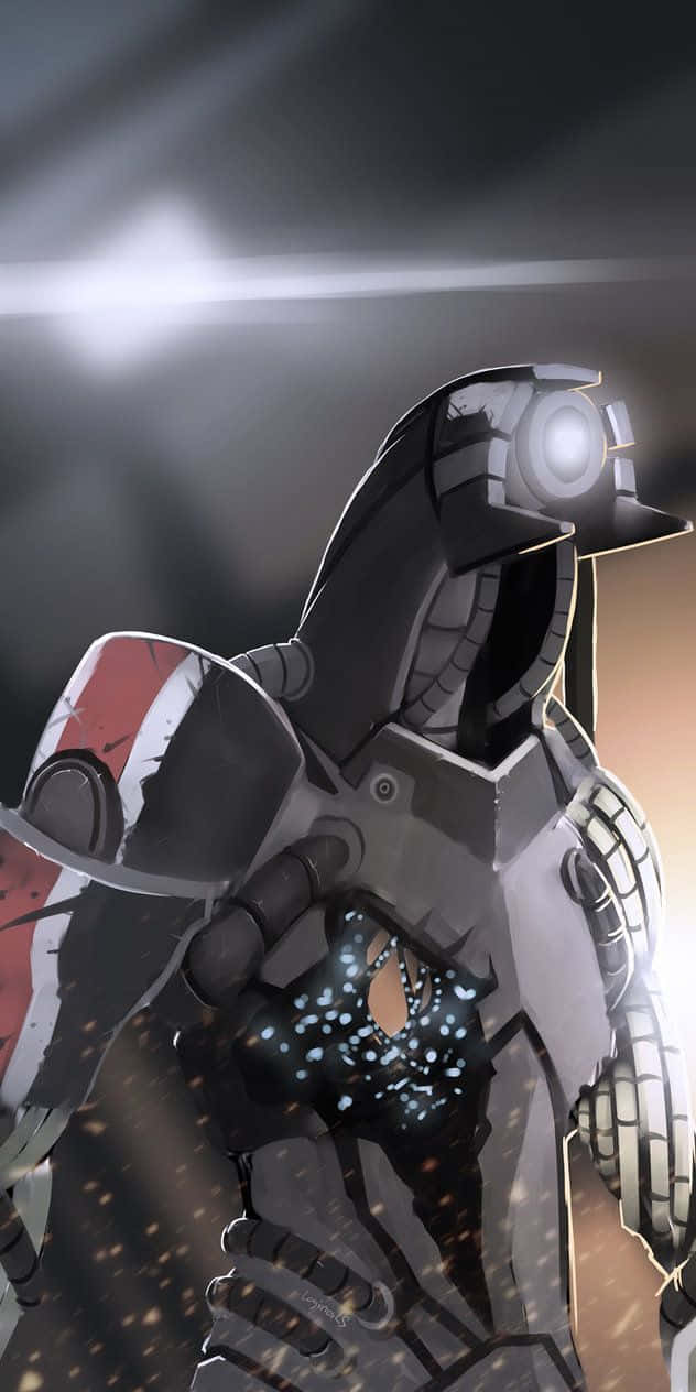 Mass Effect Legion, dark armored robot, glowing eye, SD Phone Wallpaper