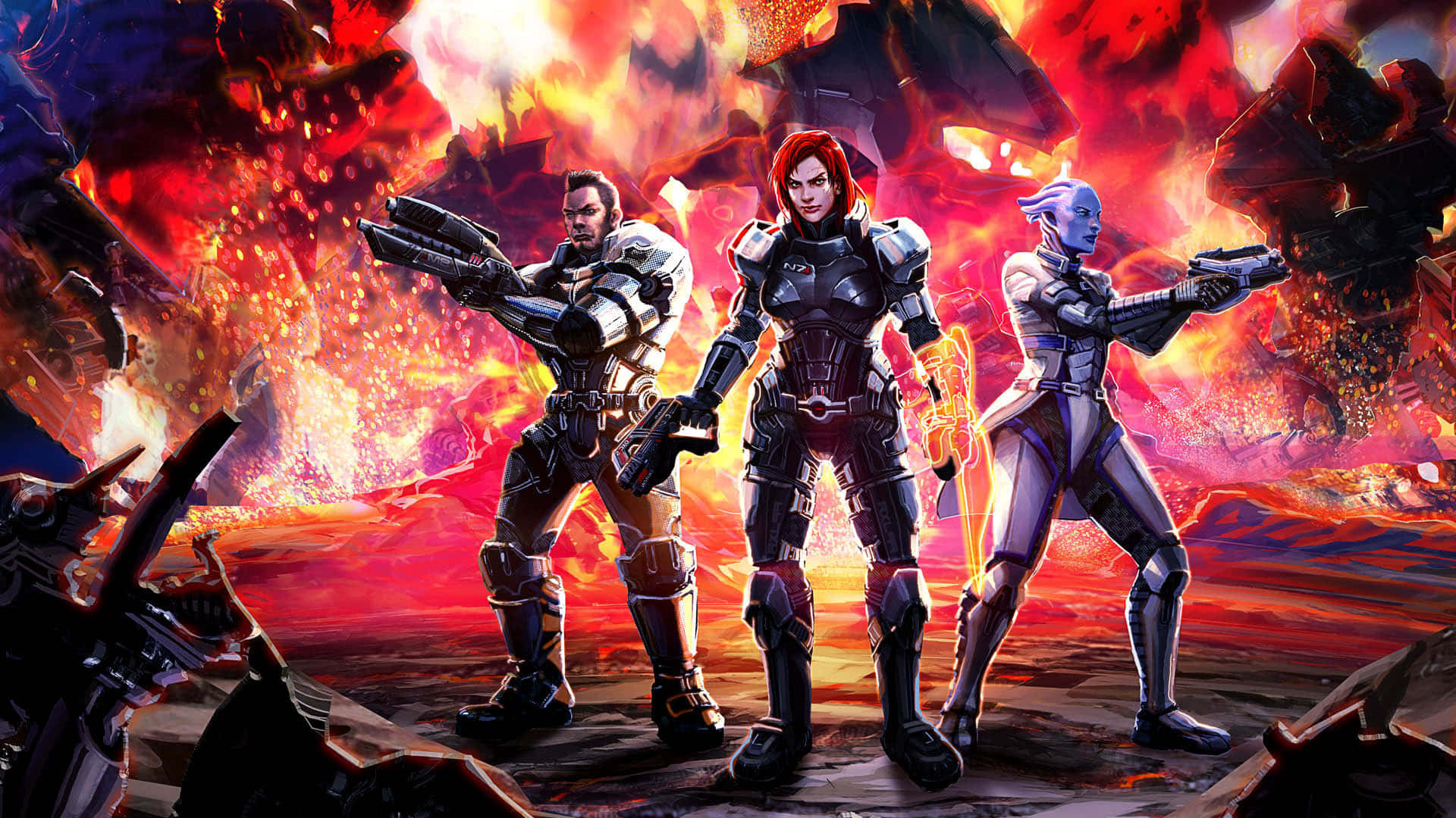 Mass Effect Multiplayer, volcanic landscape, molten lava, Full HD Desktop Wallpaper