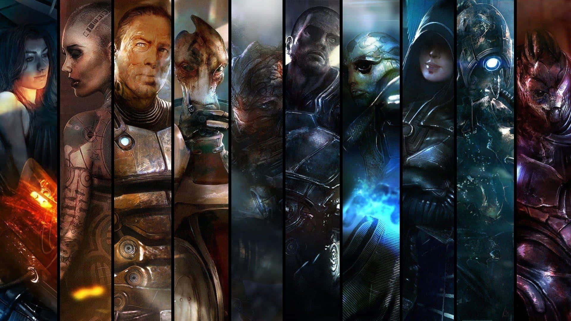 Mass Effect Multiplayer, sci-fi characters, cybernetic enhancements, Full HD Desktop Wallpaper