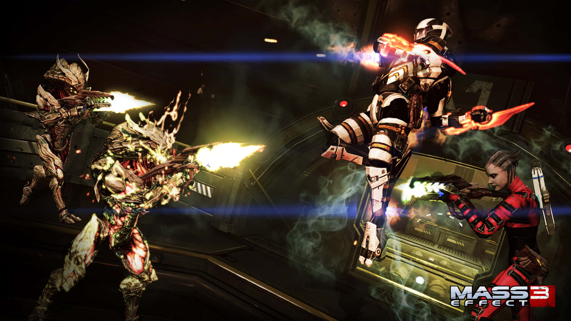 Mass Effect Multiplayer, futuristic soldier, white armor, Full HD Desktop Wallpaper