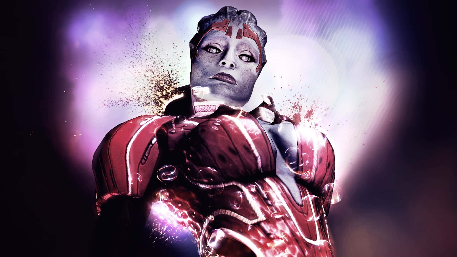 Mass Effect, Samara, glowing red armor, Full HD Desktop Wallpaper