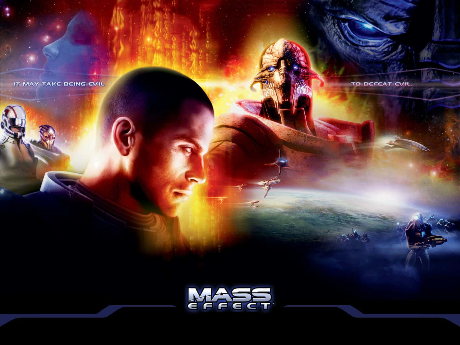 Mass Effect, human protagonist, alien foes, HD Desktop Wallpaper