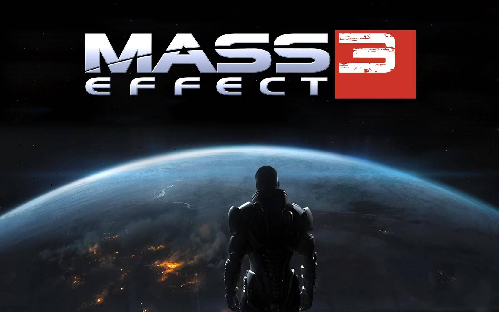 Mass Effect 3, blue planet, glowing city lights, HD Desktop Wallpaper