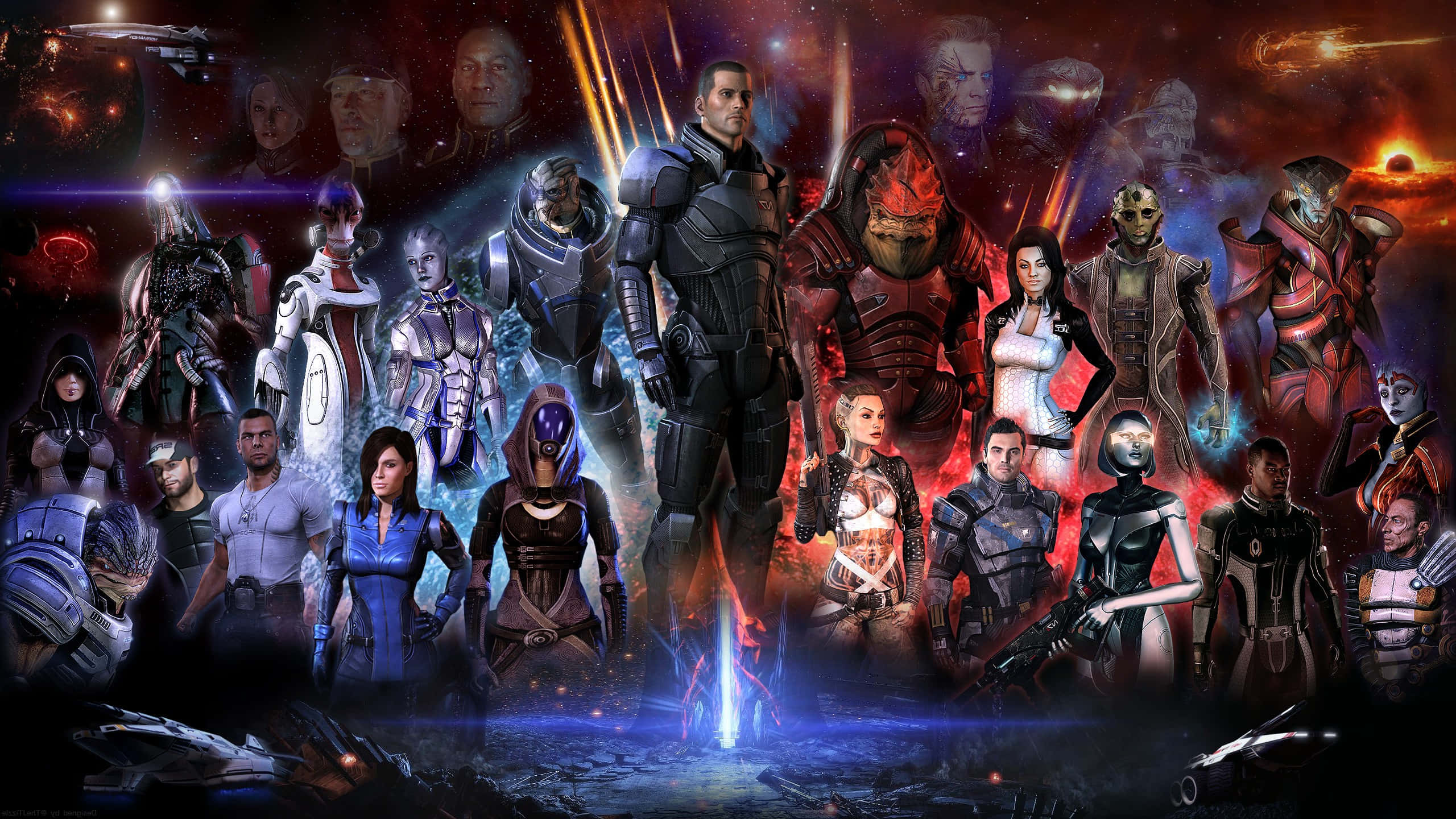 Mass Effect, cosmic backdrop, stars, 2K Desktop Wallpaper