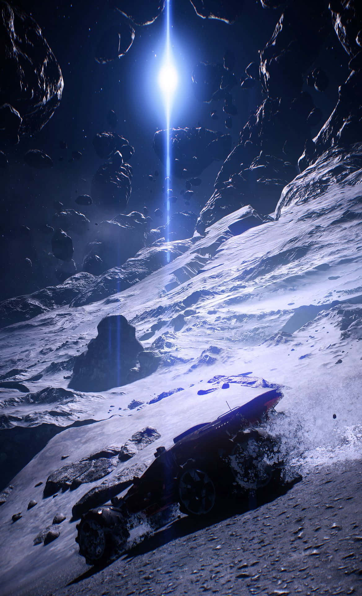 Mass Effect Trilogy, futuristic vehicle, snowy alien mountain, Full HD Phone Wallpaper