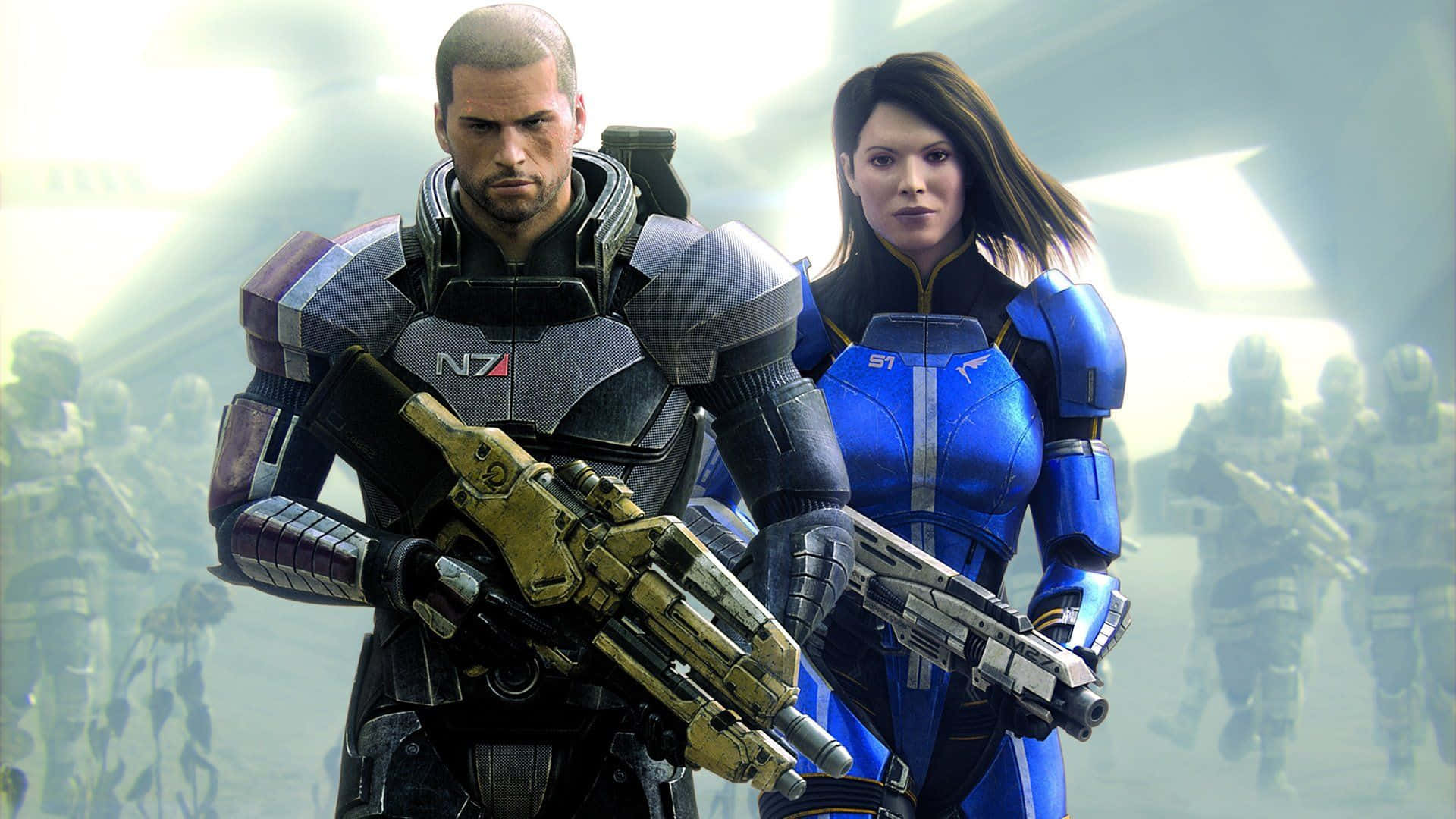 Mass Effect Trilogy, armored soldiers, futuristic combat gear, Full HD Desktop Wallpaper