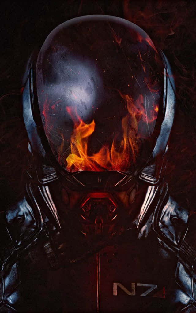 Mass Effect Trilogy, dark armored figure, helmet, SD Phone Wallpaper