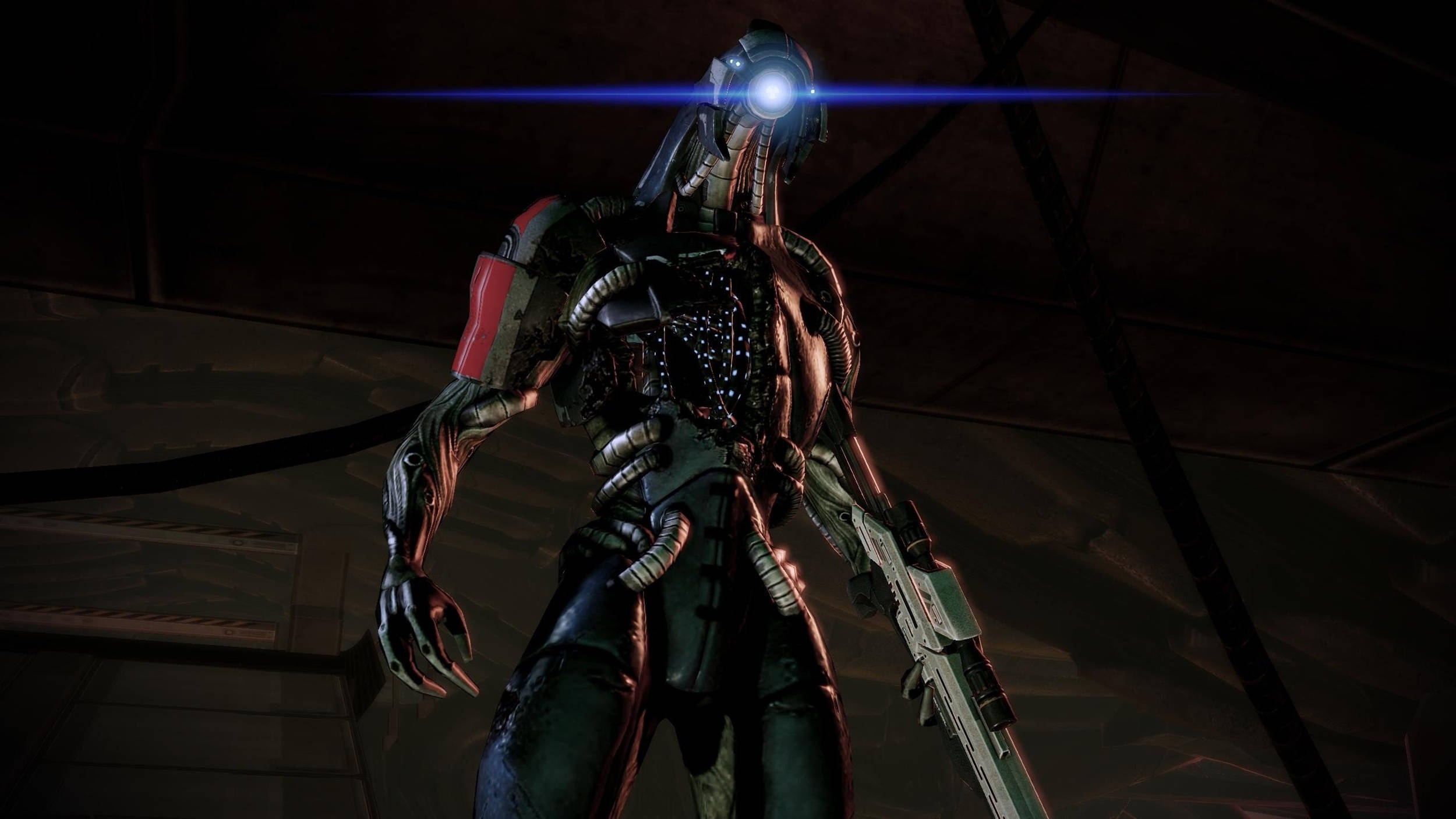 Mass Effect, cybernetic warrior, glowing blue eye, Full HD Desktop Wallpaper