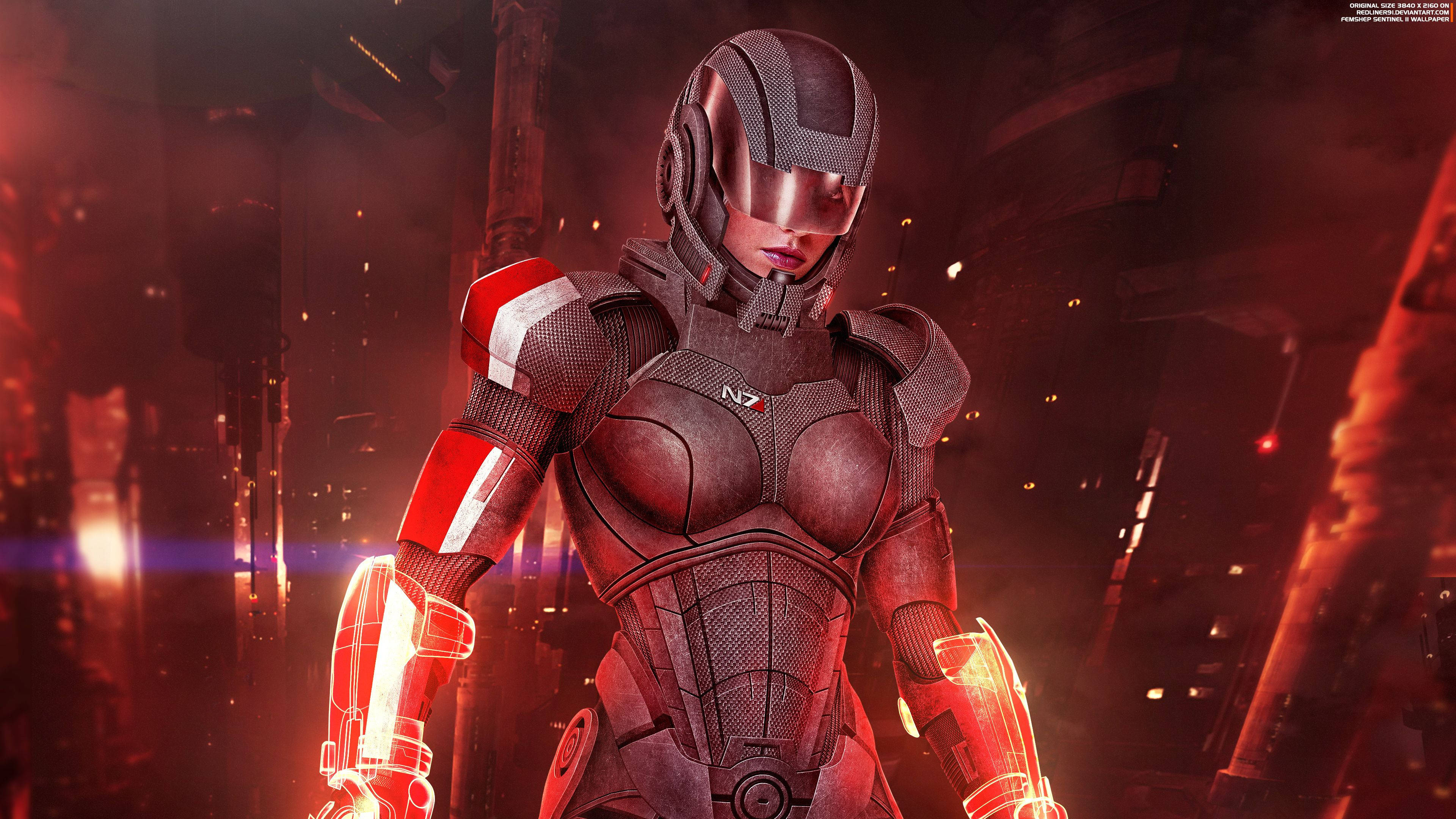 Mass Effect, metal armor, female soldier, 4K Desktop Wallpaper