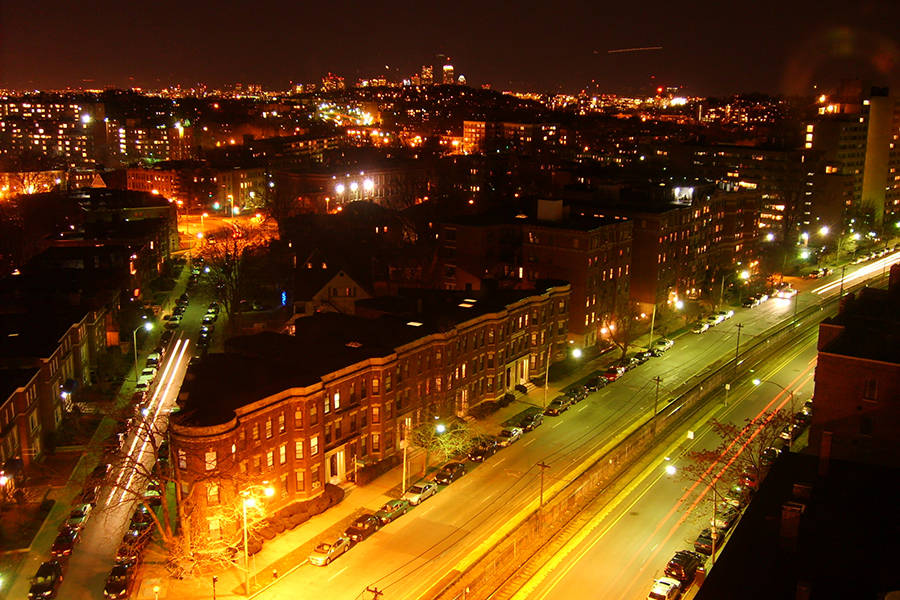 Massachusetts, aerial night view, cityscape, SD Desktop Wallpaper