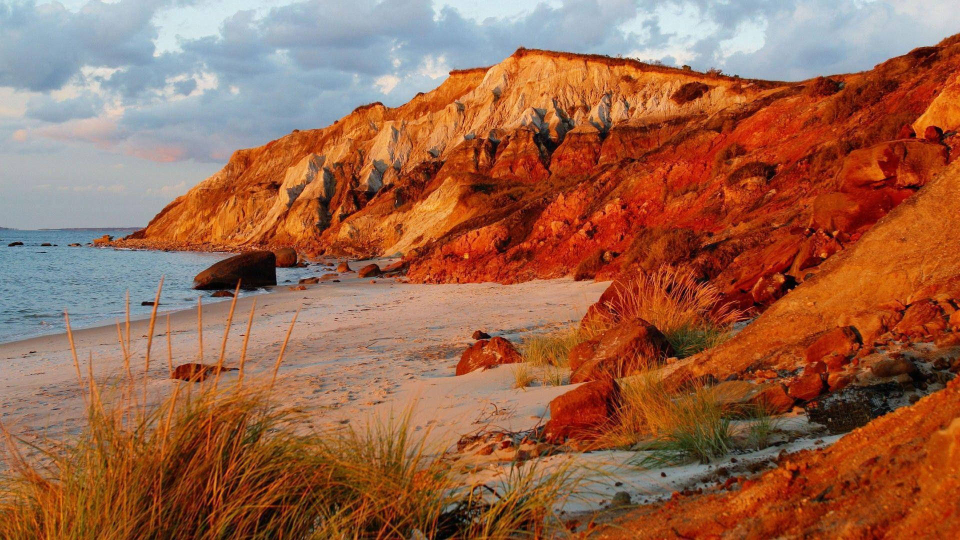 Massachusetts, autumn, sandy beach, Full HD Desktop Wallpaper