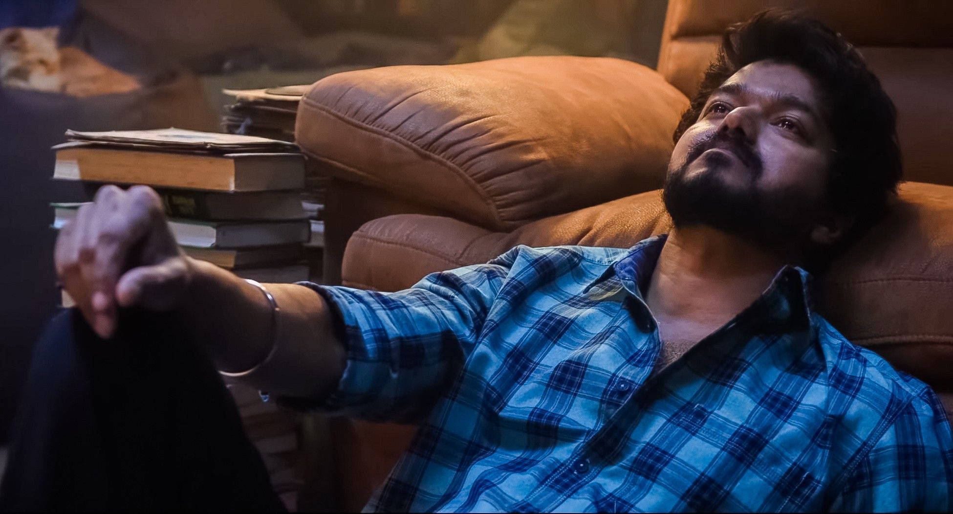 Master Vijay 4K, leather armchair, book, Full HD Desktop Wallpaper