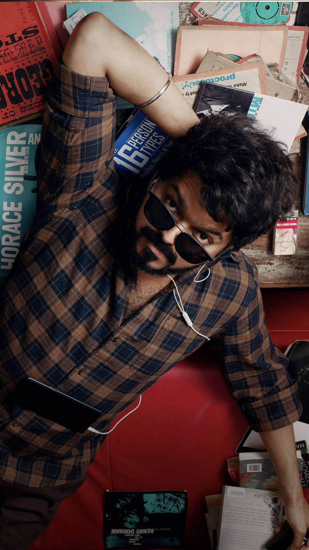 Master Vijay, plaid shirt, sunglasses, Full HD Phone Wallpaper