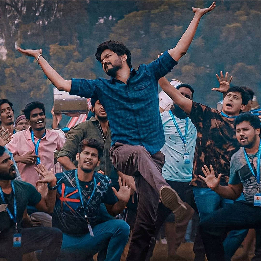 Master Vijay, blue shirt, forest, SD Desktop Wallpaper