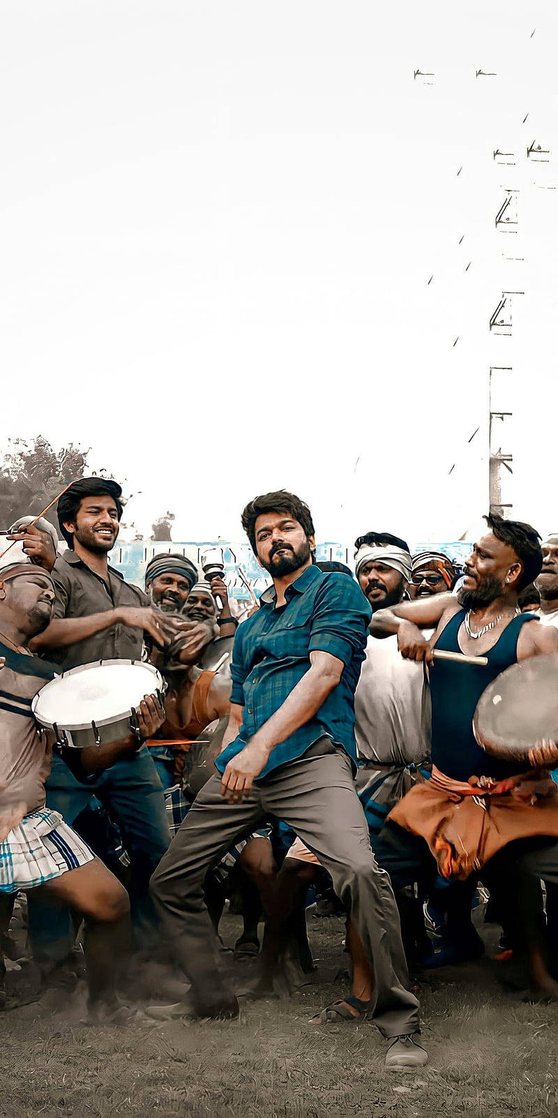 Master Vijay HD, blue shirt, drummers, HD Phone Wallpaper