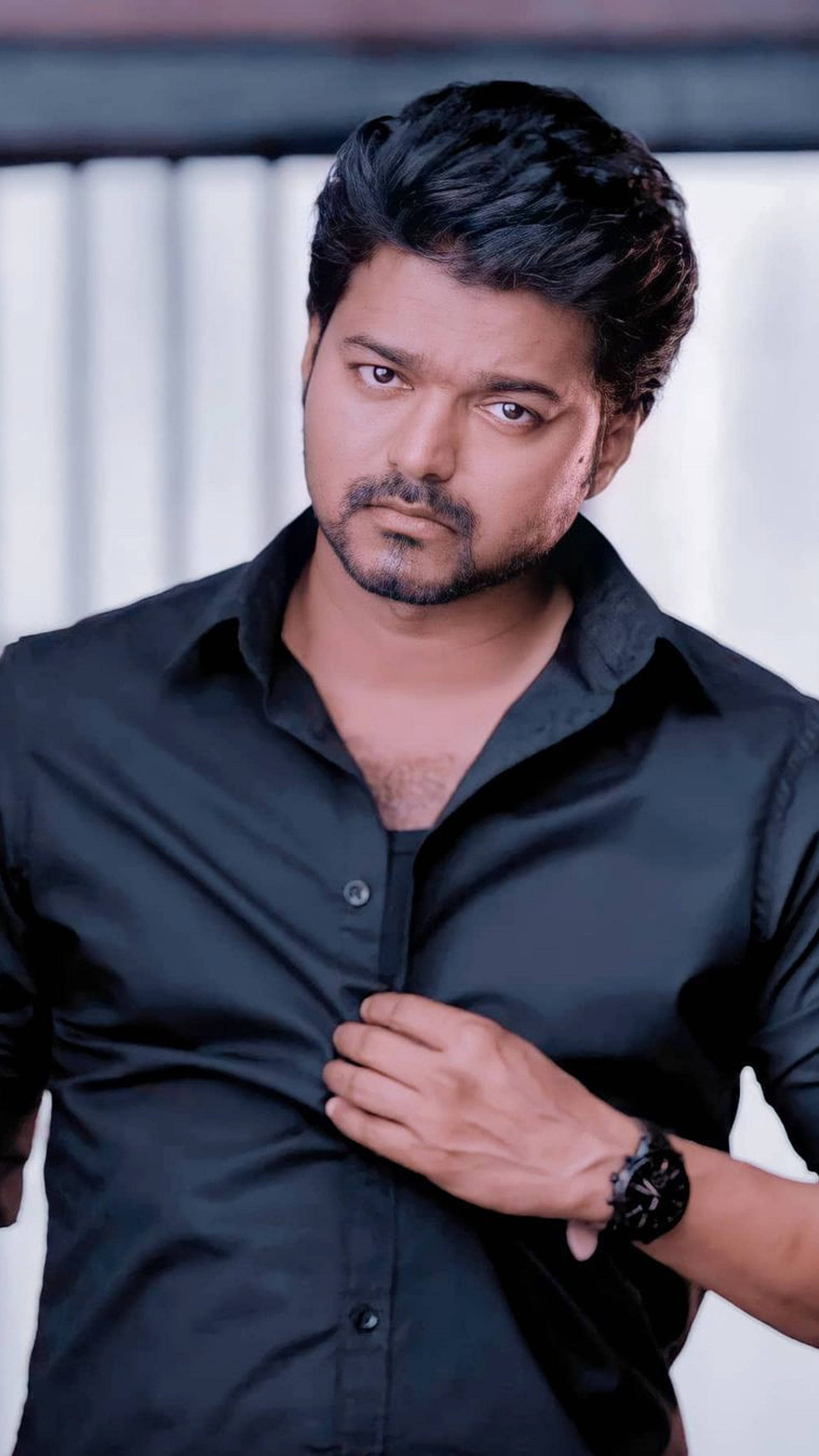 Master Vijay HD, black polo, dark hair, 2K Phone Wallpaper