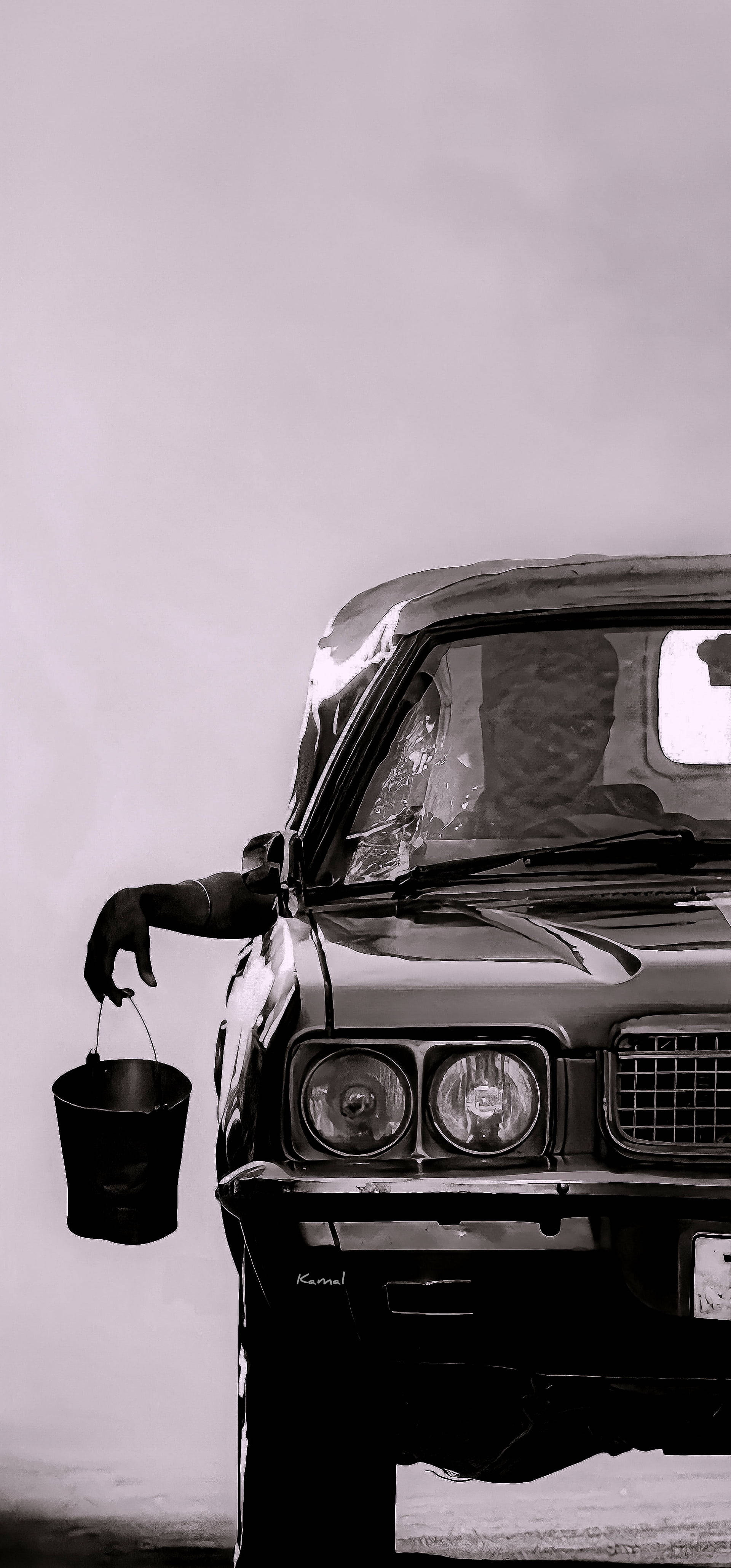 Master Vijay HD, black car, vintage car, 4K Phone Wallpaper