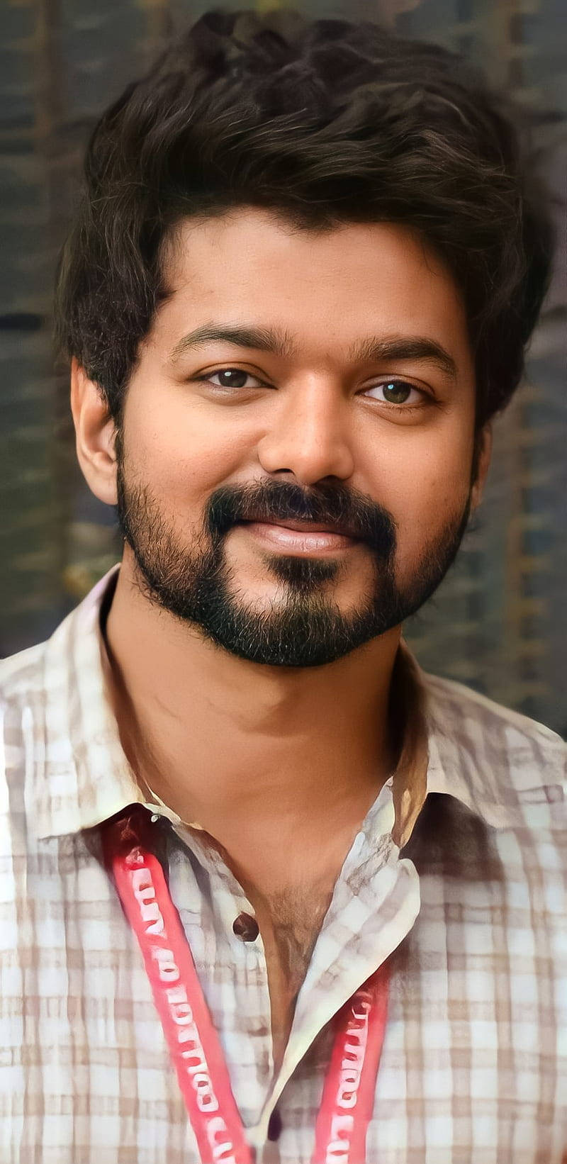 Master Vijay, plaid shirt, red lanyard, HD Phone Wallpaper