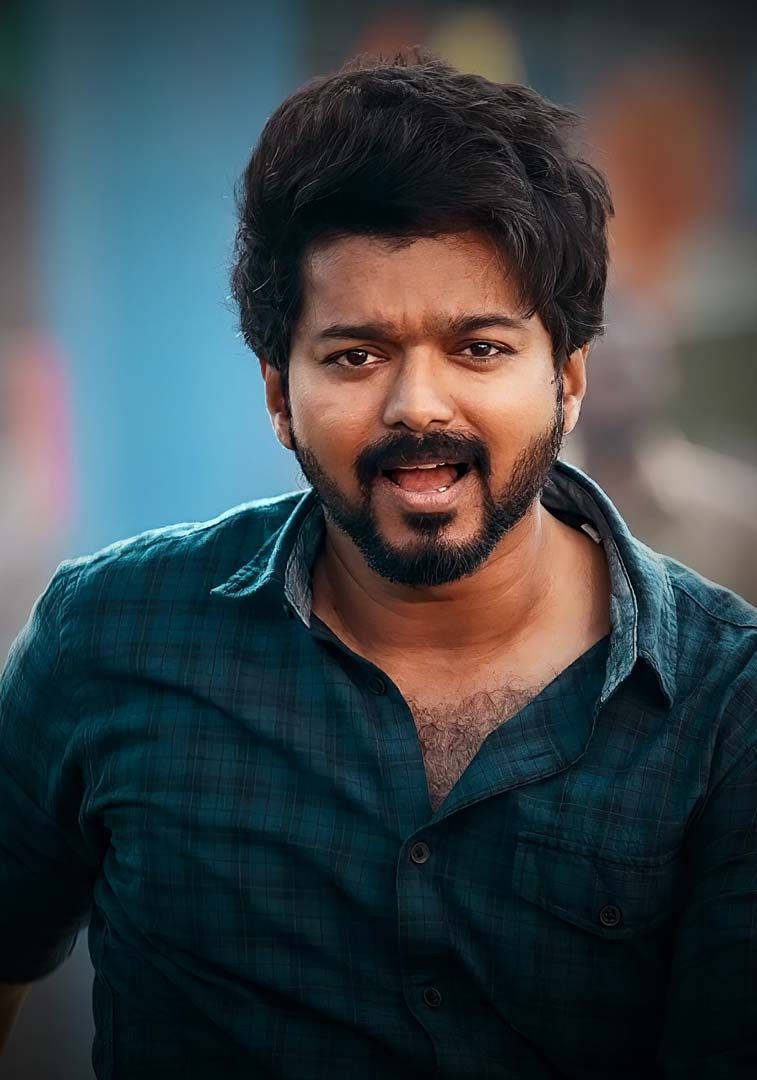 Master Vijay, green plaid shirt, dark hair, SD Phone Wallpaper