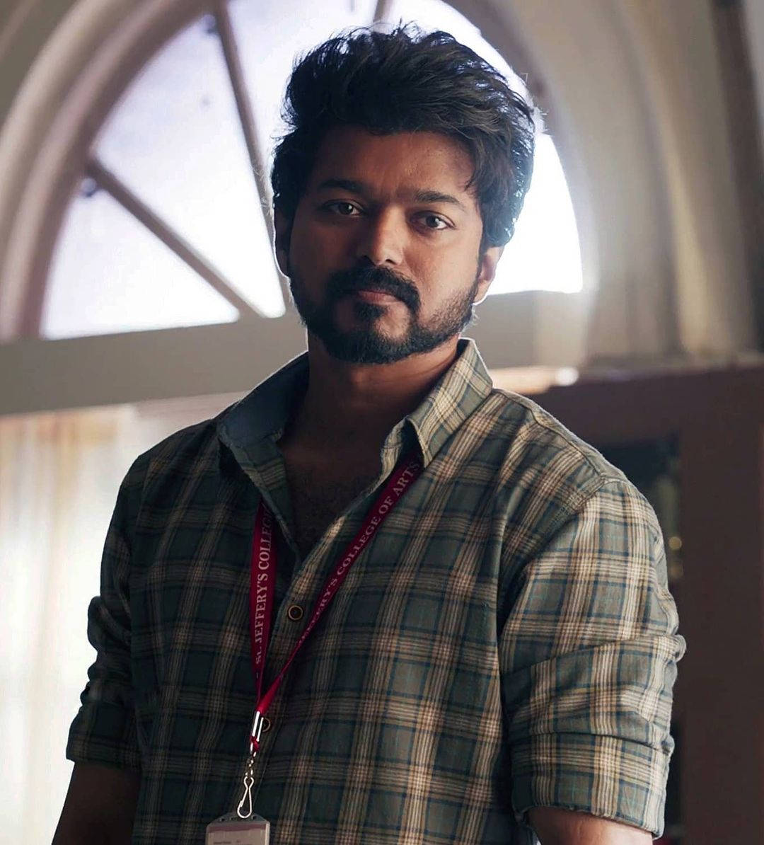 Master Vijay, beard, plaid shirt, SD Phone Wallpaper