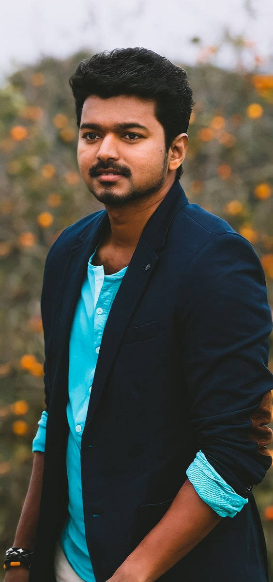 Master Vijay, navy blazer, teal shirt, SD Phone Wallpaper