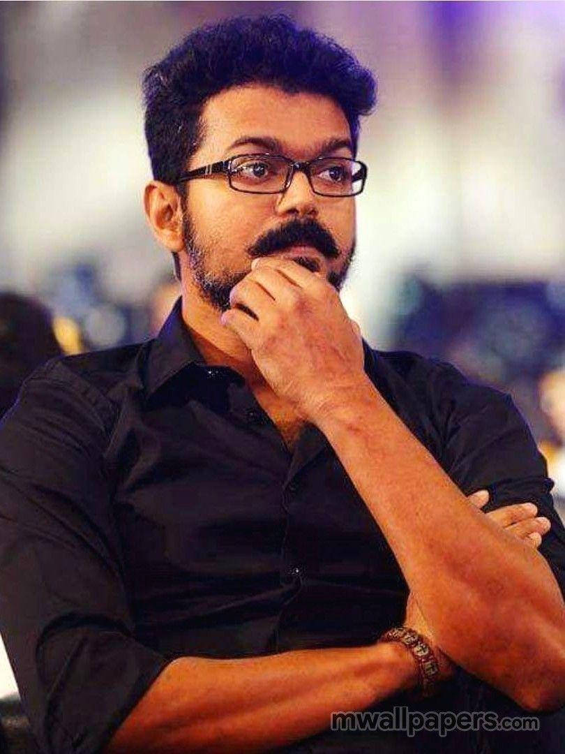 Master Vijay, black shirt, glasses, SD Phone Wallpaper