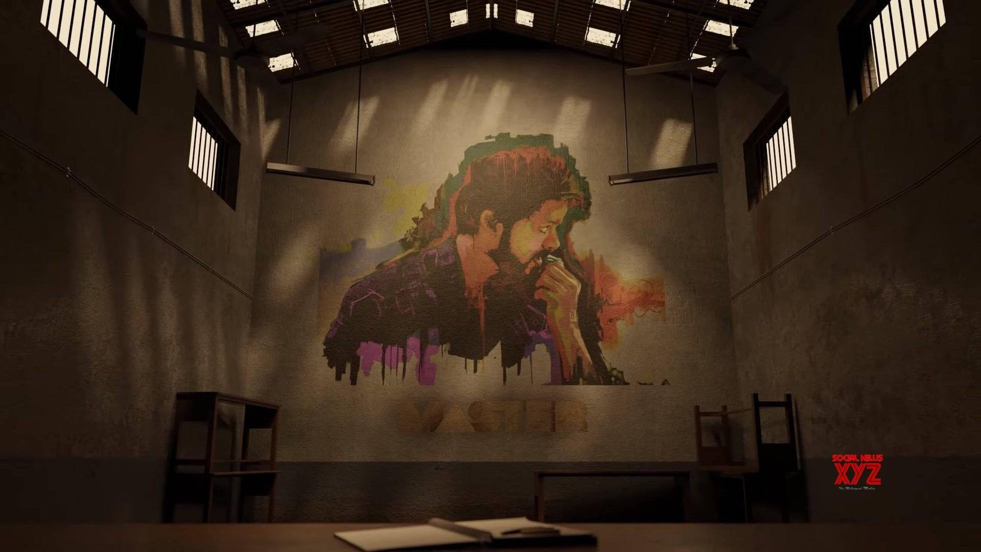 Master Vijay, concrete wall, dimly lit industrial room, Full HD Desktop Wallpaper