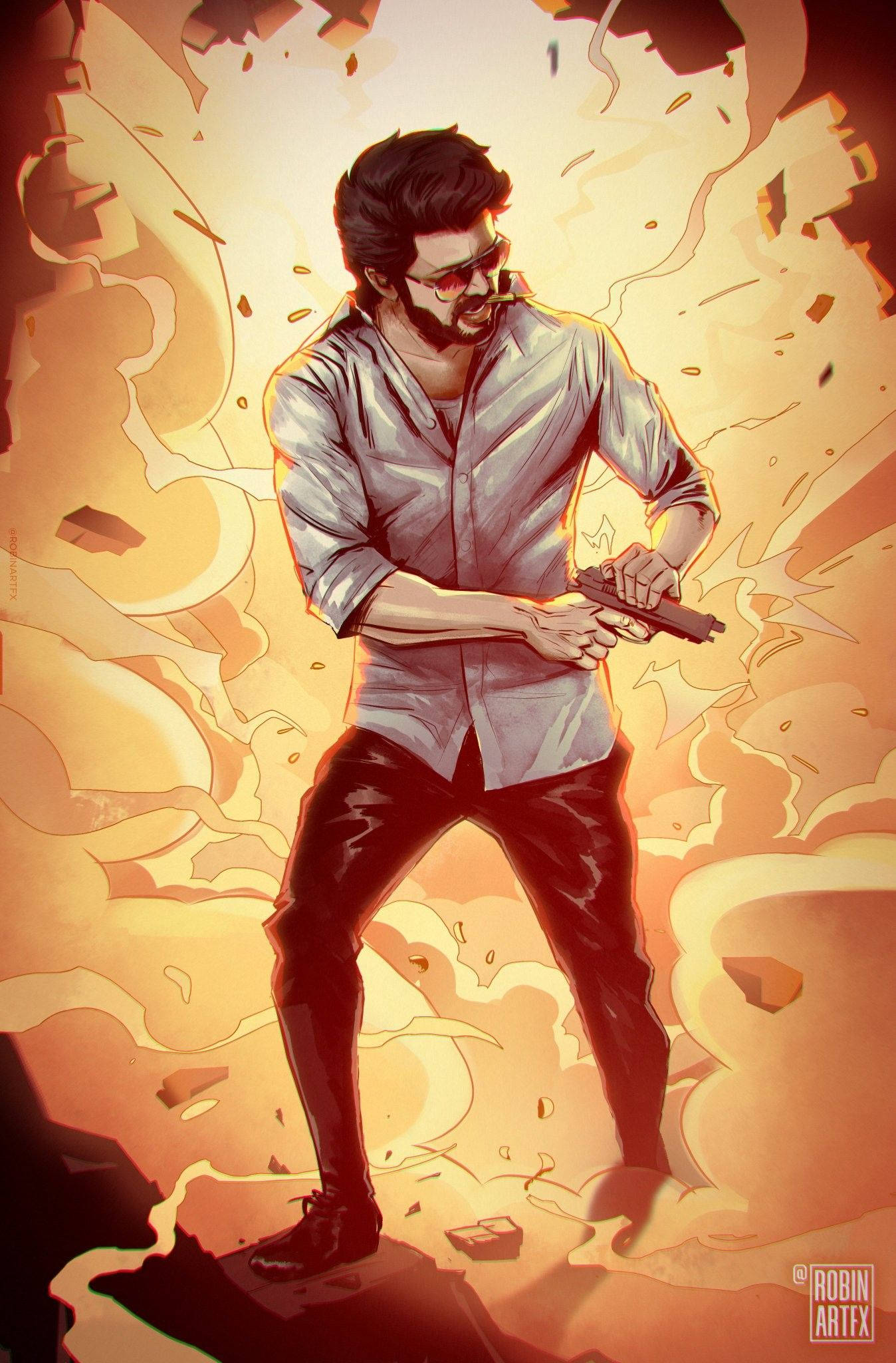 Master Vijay, sunglasses, beard, Full HD Phone Wallpaper