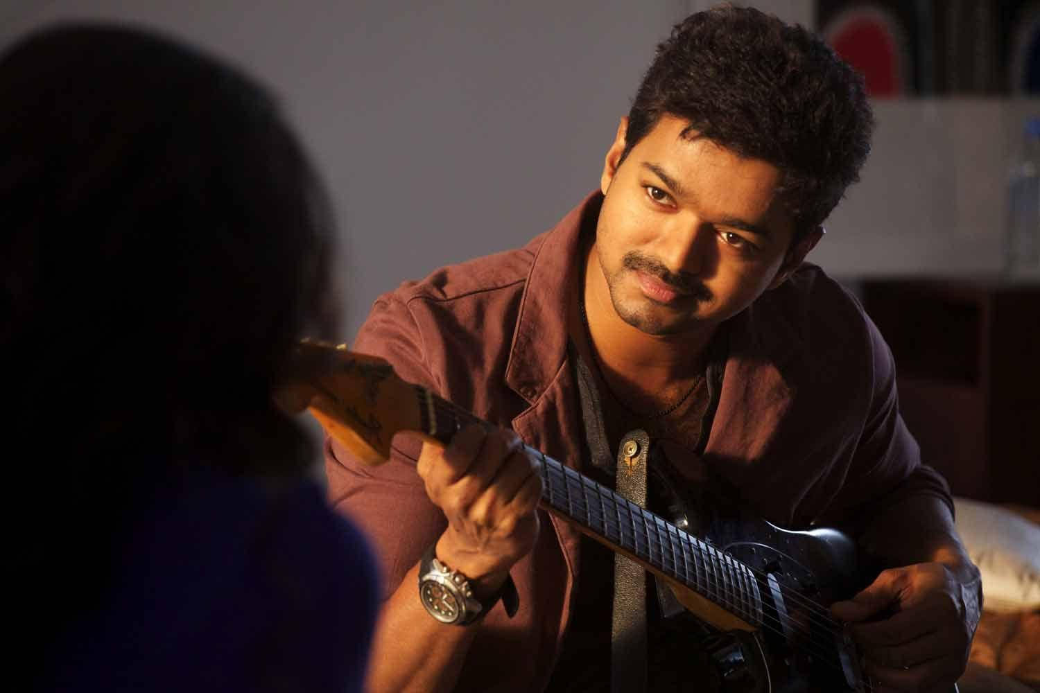 Master Vijay, maroon shirt, electric guitar, HD Desktop Wallpaper