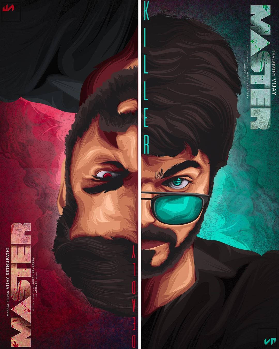 Master Vijay, red eye, teal sunglasses, HD Phone Wallpaper