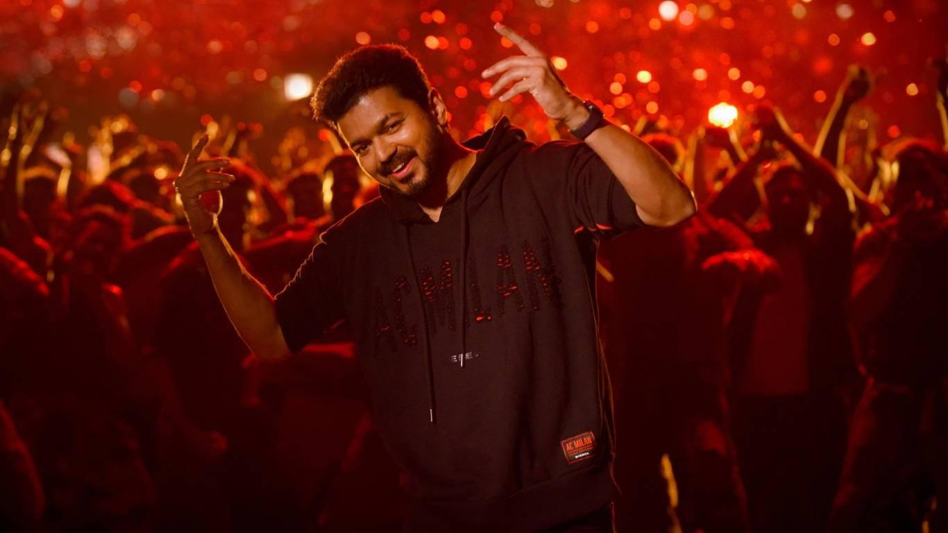 Master Vijay, black hoodie, glowing red lights, HD Desktop Wallpaper