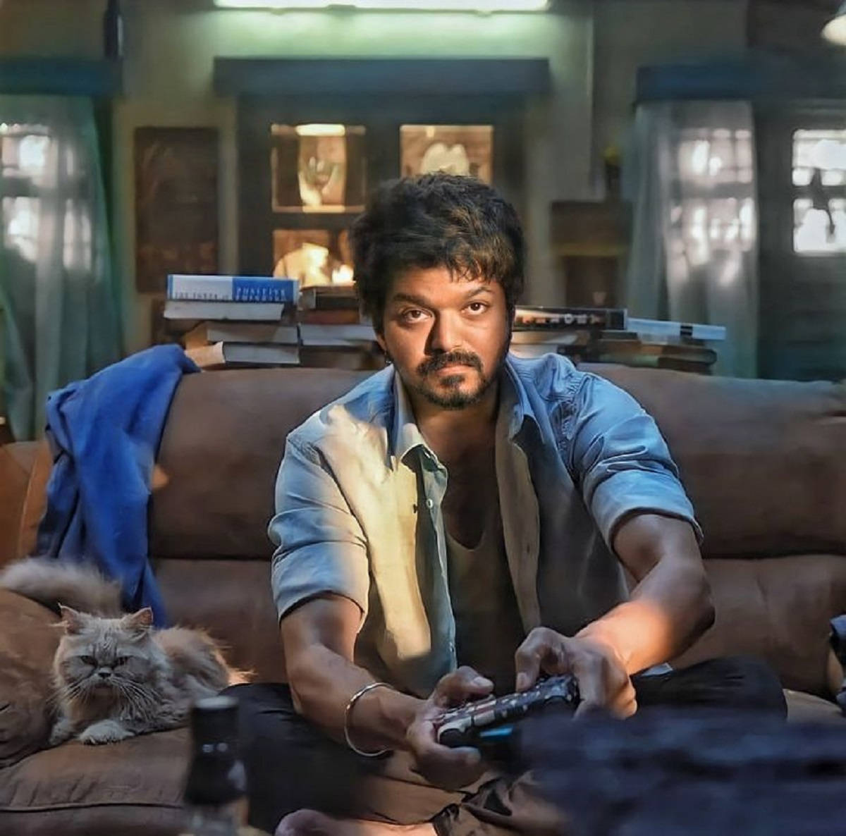 Master Vijay, couch, cat, SD Desktop Wallpaper