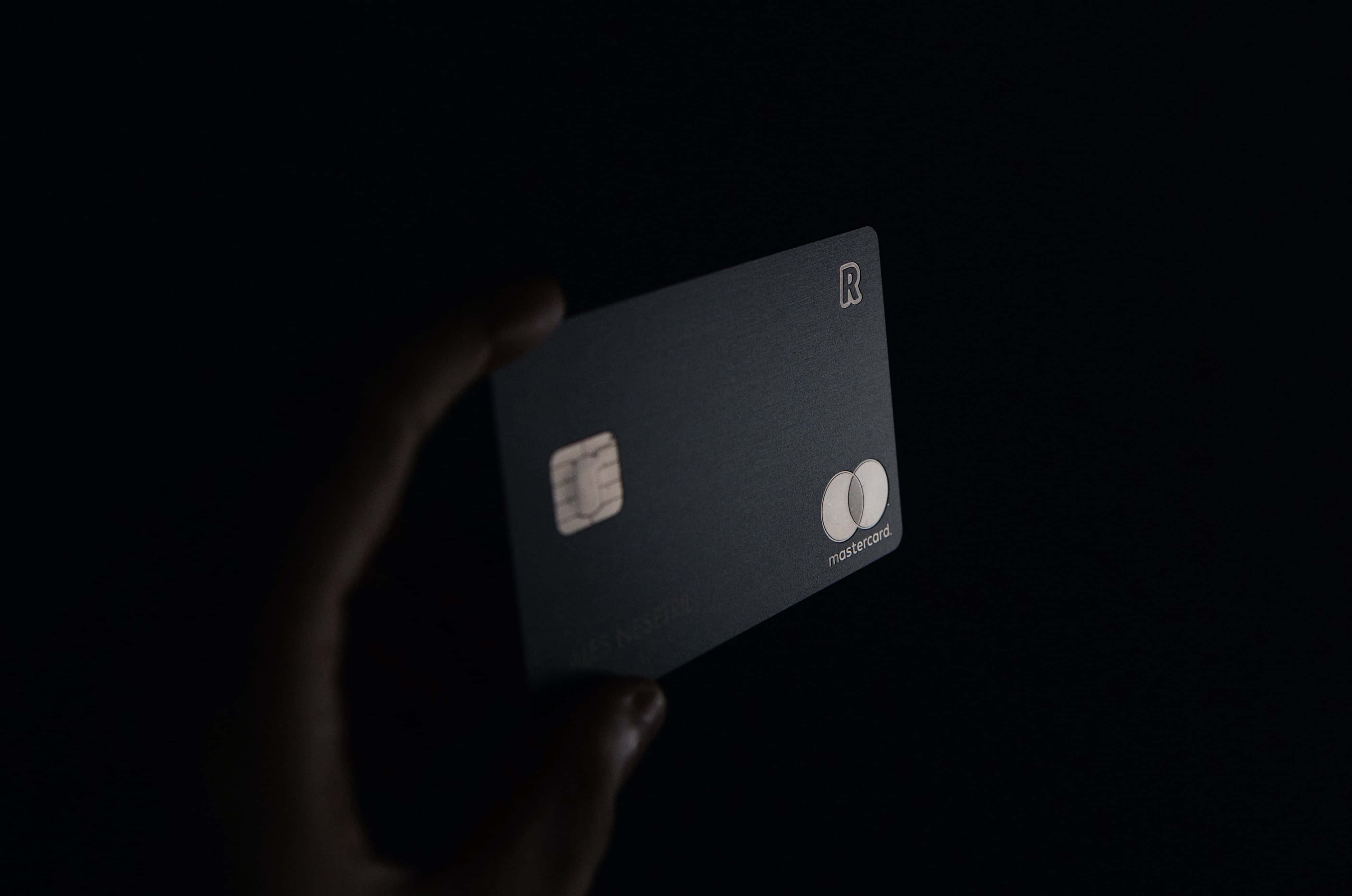 Mastercard, sleek black, pitch-black background, 4K Desktop Wallpaper