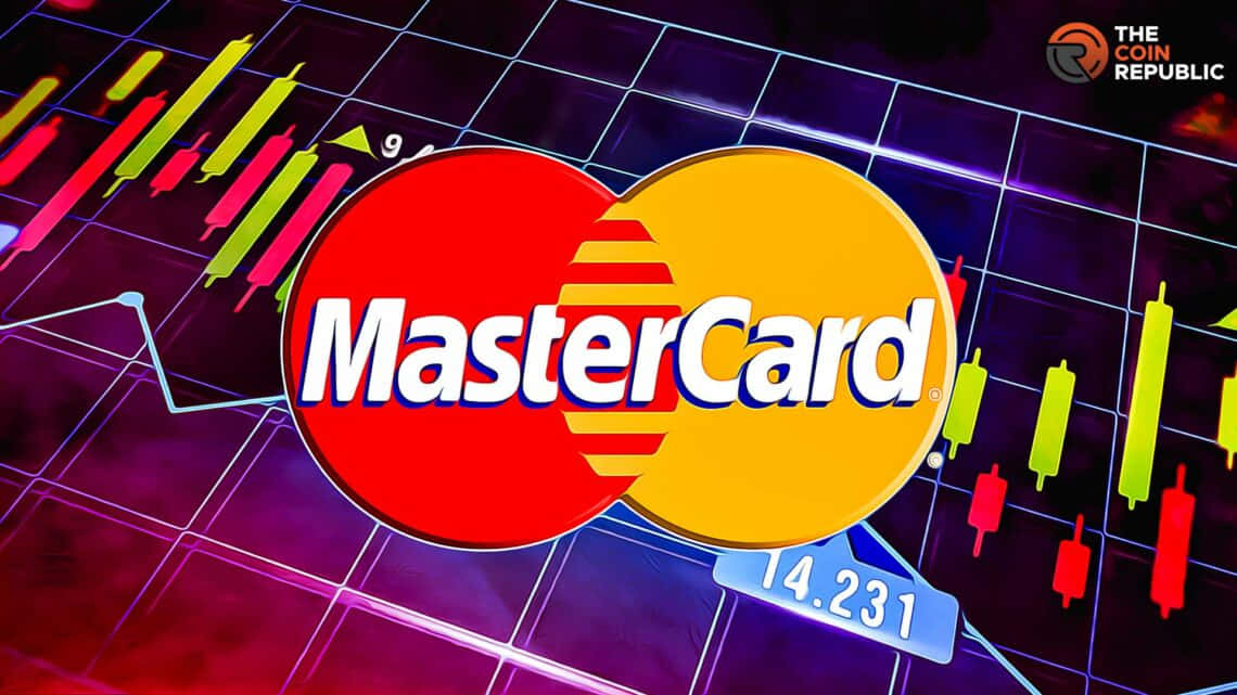 Mastercard, MasterCard logo, glowing financial candlestick chart, SD Desktop Wallpaper