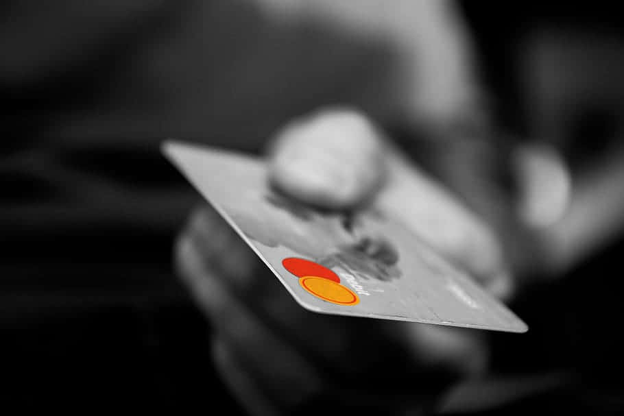 Mastercard, credit card, black and white blurred background, SD Desktop Wallpaper