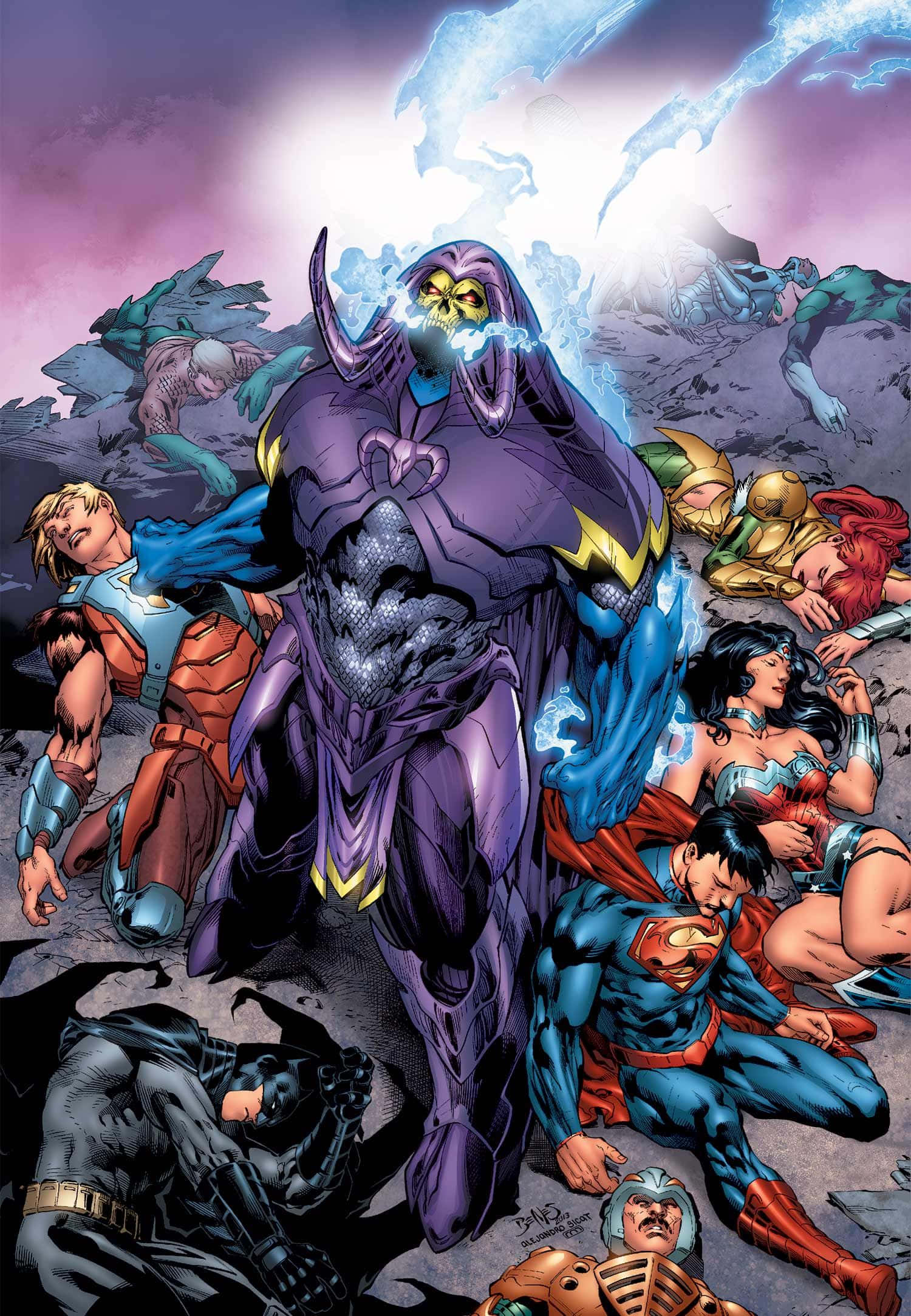 Masters Of Evil, purple-armored villain, glowing eyes, Full HD Phone Wallpaper