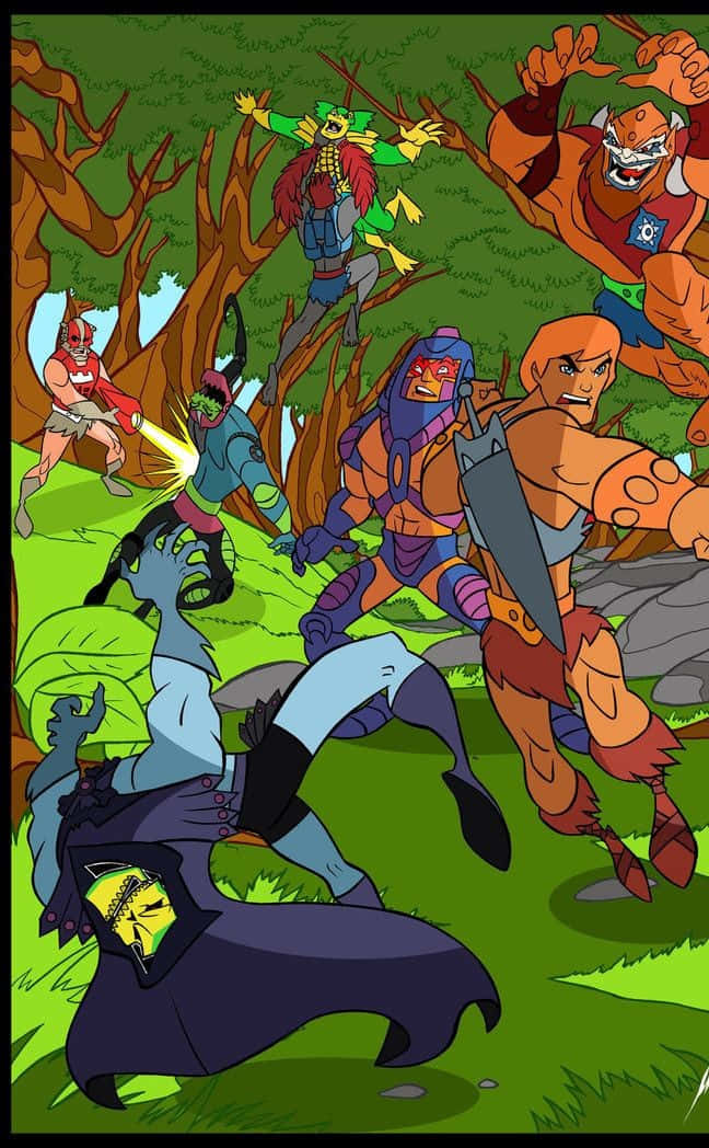 Masters Of Evil, vibrant forest, dynamic poses, SD Phone Wallpaper