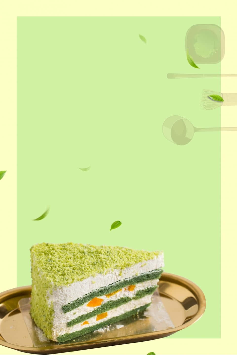 matcha, green tea cake, mango filling, HD Phone Wallpaper